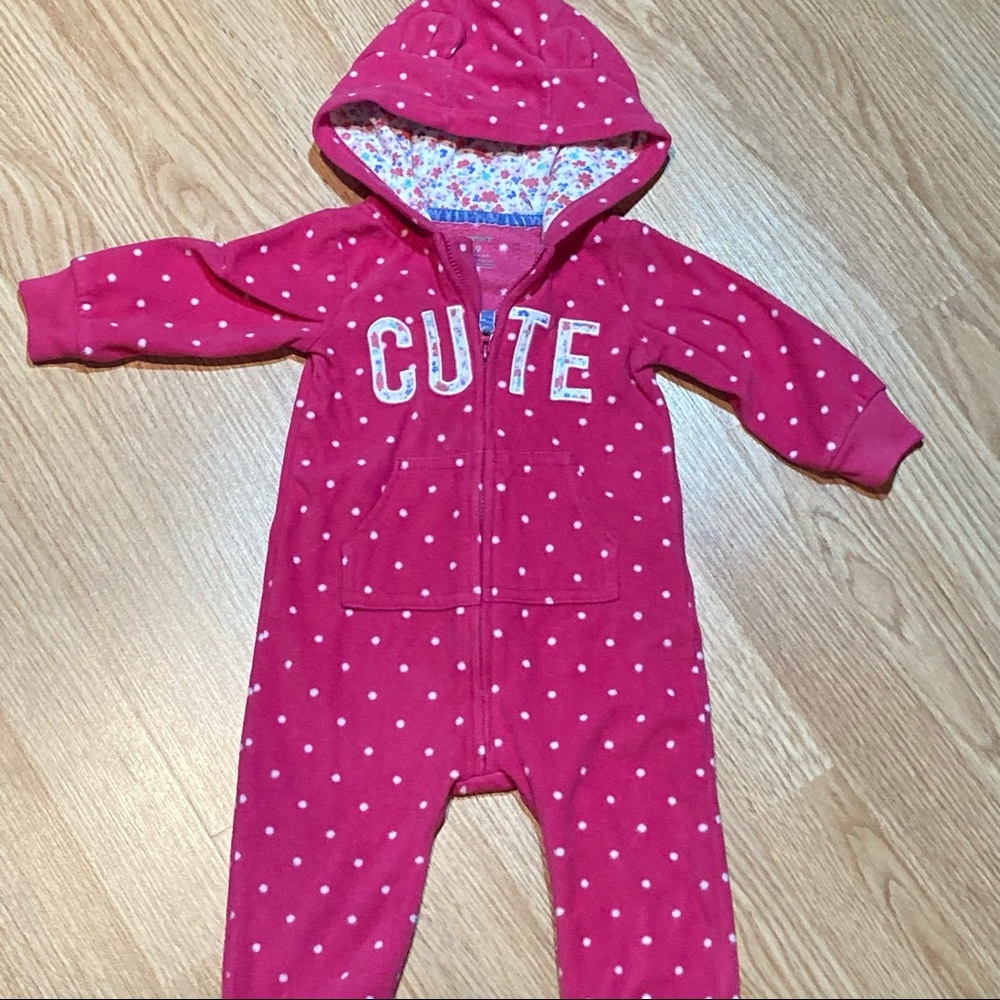 Carters one piece bear hooded fleece outfit 9 month